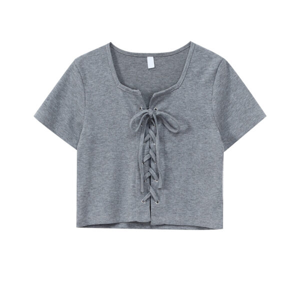 Short Gray Short-sleeved T-shirt Women Slim Slimming